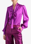 Dolce & Gabbana Pussy-bow Silk-chiffon Blouse In Purple
