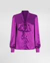 Dolce & Gabbana Satin Shirt With Front-bow In Multicolor