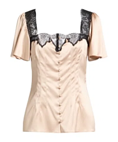 Dolce & Gabbana Satin Short-sleeve Top In Neutral