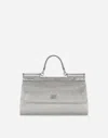 Dolce & Gabbana Satin Sicily Bag With Fusible Rhinestones In Silver