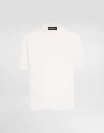 Dolce & Gabbana Satin Silk Polo Shirt In White