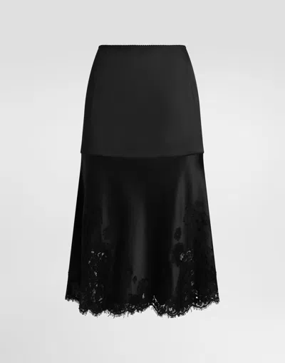 Dolce & Gabbana Satin Skirt In Black
