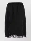 Dolce & Gabbana Satin Skirt Featuring Lace Trim And Elastic Waistband In Black