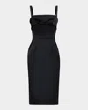 Dolce & Gabbana Satin Sleeveless Sheath Midi Dress In Black
