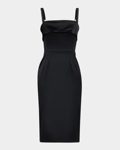 Dolce & Gabbana Satin Sleeveless Sheath Midi Dress In Black