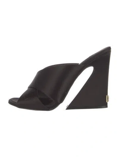 Pre-owned Dolce & Gabbana Satin Slides In Black