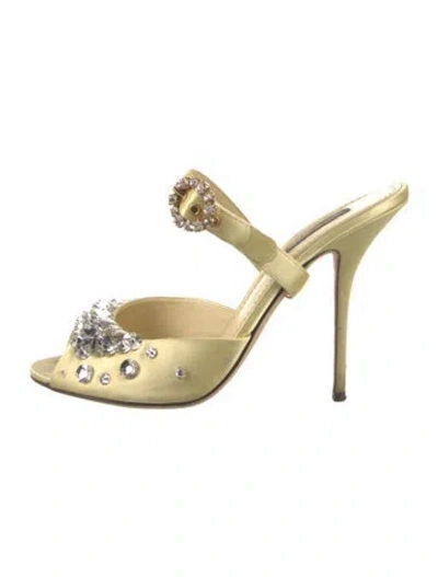Pre-owned Dolce & Gabbana Satin Slides In Yellow