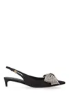 Dolce & Gabbana Satin Sling-back With Rhinestone Embroidery In Black