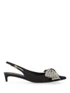Dolce & Gabbana Satin Sling-back With Rhinestone Embroidery In Black