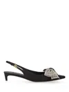 Dolce & Gabbana Satin Sling-back With Rhinestone Embroidery In Black
