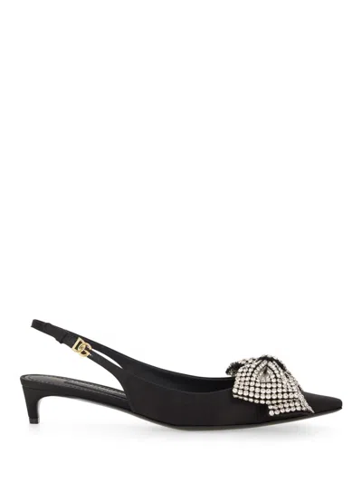 DOLCE & GABBANA EMBELLISHED SATIN SLINGBACKS