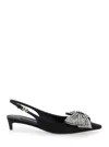 Dolce & Gabbana Satin Sling-back With Rhinestone Embroidery In Nerocrystal
