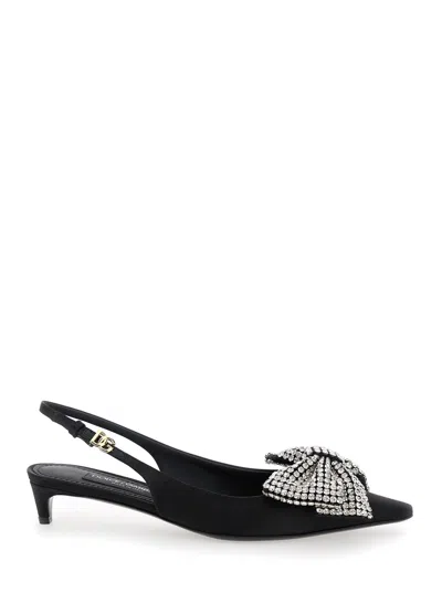 DOLCE & GABBANA EMBELLISHED SATIN SLINGBACKS