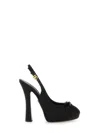 Dolce & Gabbana Satin Slingback Platform Shoes In Black