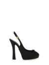 Dolce & Gabbana Satin Slingback Platform Shoes In Black