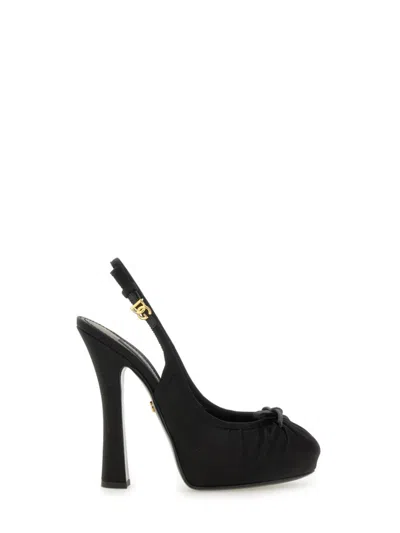 DOLCE & GABBANA DOLCE & GABBANA SATIN SLINGBACK HEELS WITH BOW DETAIL