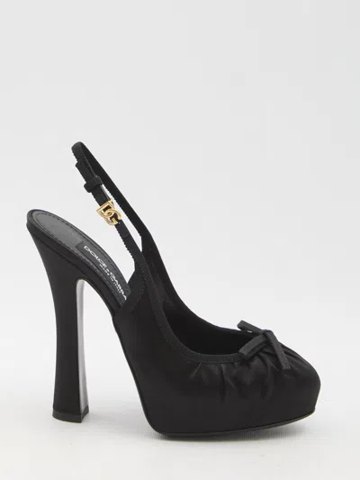 DOLCE & GABBANA SATIN SLINGBACK PLATFORM SHOES