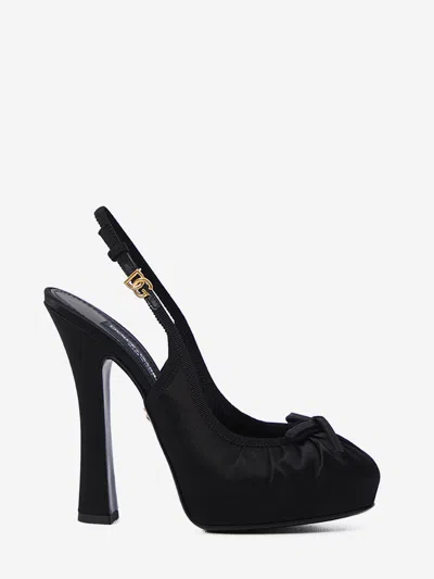 DOLCE & GABBANA SATIN SLINGBACK PLATFORM SHOES