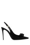Dolce & Gabbana Mun 105 Satin Slingback Pumps With Bow In Black