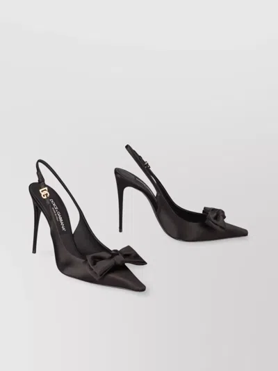 DOLCE & GABBANA SATIN SLINGBACK PUMPS FEATURING BOW DETAIL