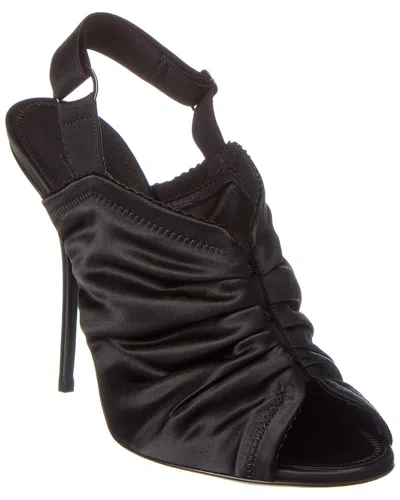 Dolce & Gabbana Satin Slingbacks With Corset-style Fastening In Black