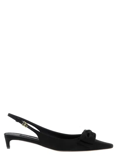 Dolce & Gabbana Satin Slingback With Bow Heel In Black
