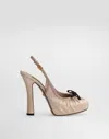 Dolce & Gabbana Satin Slingbacks In Beige