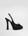 Dolce & Gabbana Vally 150 Slingback Satin Platform Pumps In Black