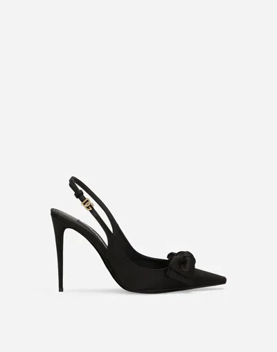 DOLCE & GABBANA SATIN SLINGBACKS WITH BOW DETAIL