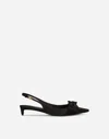 Dolce & Gabbana Satin Slingbacks With Bow Detail In Black
