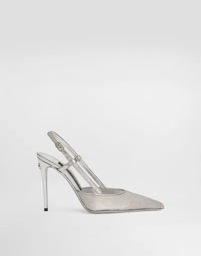 DOLCE & GABBANA SATIN SLINGBACKS WITH FUSIBLE RHINESTONES