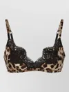 Dolce & Gabbana Satin Soft Cup Bra Lace Animal Print In Multi