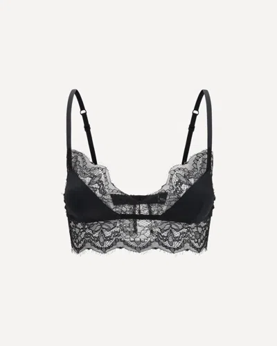 Dolce & Gabbana Satin Soft-cup Bralette Bra With Lace In Black