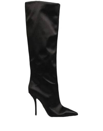 Dolce & Gabbana Satin Stiletto Boot In Black