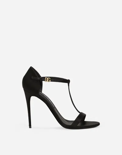 DOLCE & GABBANA SATIN T-BAR SANDALS