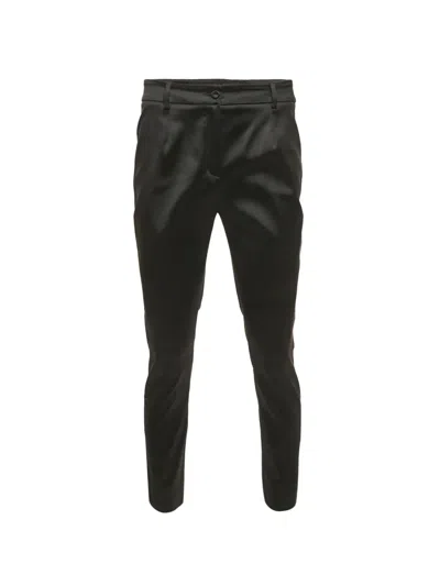 Pre-owned Dolce & Gabbana Satin Tailored Trousers In Black
