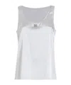 Dolce & Gabbana Satin Tank Top With Dg Logo Pin In Light Gray