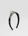 Dolce & Gabbana Satin Tiara With Rhinestones In Black