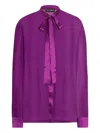 Dolce & Gabbana Satin Tie-neck Shirt In Purple