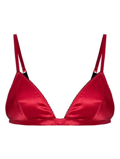 Dolce & Gabbana Satin Triangle Bra In Red