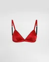 Dolce & Gabbana Satin Triangle Bra In Red