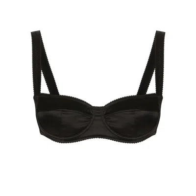 Dolce & Gabbana Satin-finish Balconette-style Bra In Black