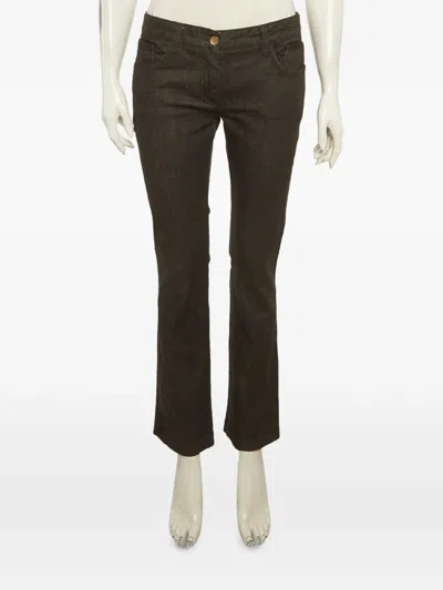 Pre-owned Dolce & Gabbana Satin-trim Slim-fit Jeans In Black