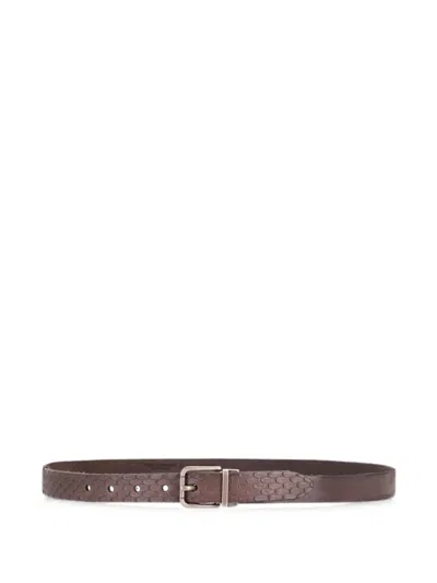 Dolce & Gabbana Scales-effect Leather Belt In Brown