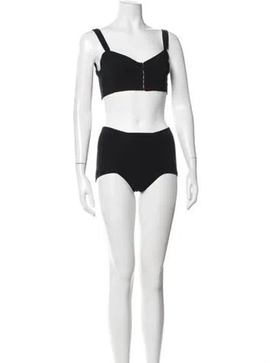 Pre-owned Dolce & Gabbana Scalloped Accent Bikini In Black