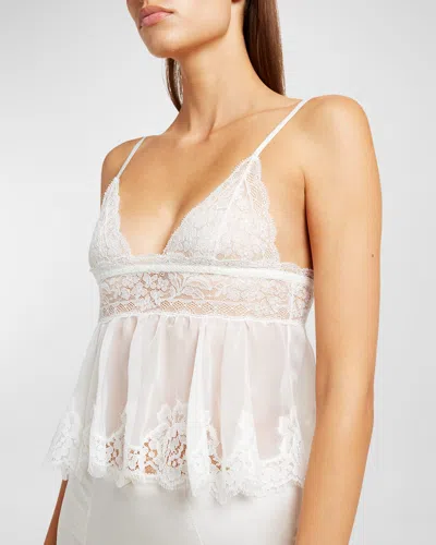 Dolce & Gabbana Scalloped Floral Lace Babydoll Cami In Opticalwht