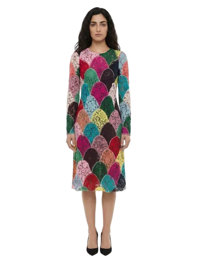 Dolce & Gabbana Scallop-lace Multicolor Dress