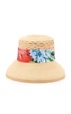 Dolce & Gabbana Scarf-detailed Raffia Bucket Hat In Multi