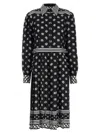 Dolce & Gabbana Scarf Dress With Long Sleeves And Pleated Skirt In Multicolor