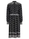 Dolce & Gabbana Scarf Dress With Long Sleeves And Pleated Skirt In White/black